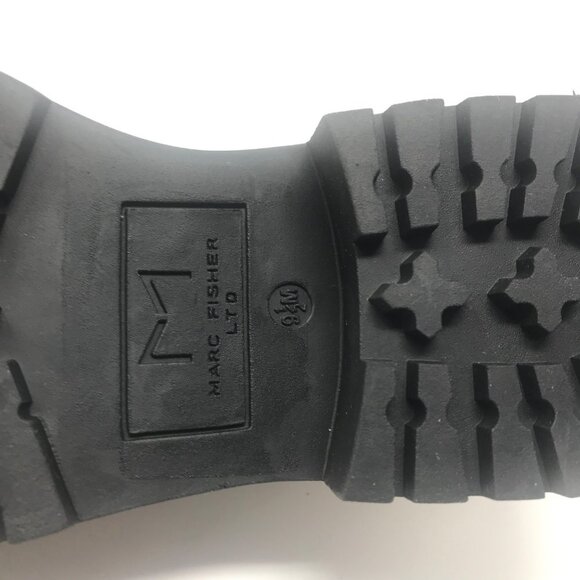 Marc Fisher Nairy Lace Up Ankle Boots Hiker Combat Leather Fur Grey Size 9.5M - Picture 6 of 8